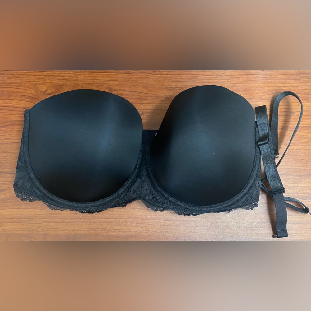 Torrid Black Lace Trim Strap-Less Bra